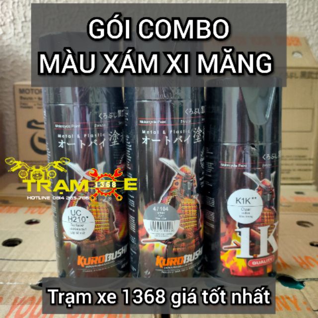 Combo Sơn Xịt Samurai Màu Xám Xi Măng 104 (Bộ 3 Chai Đủ Quy Trình Bền Đẹp)