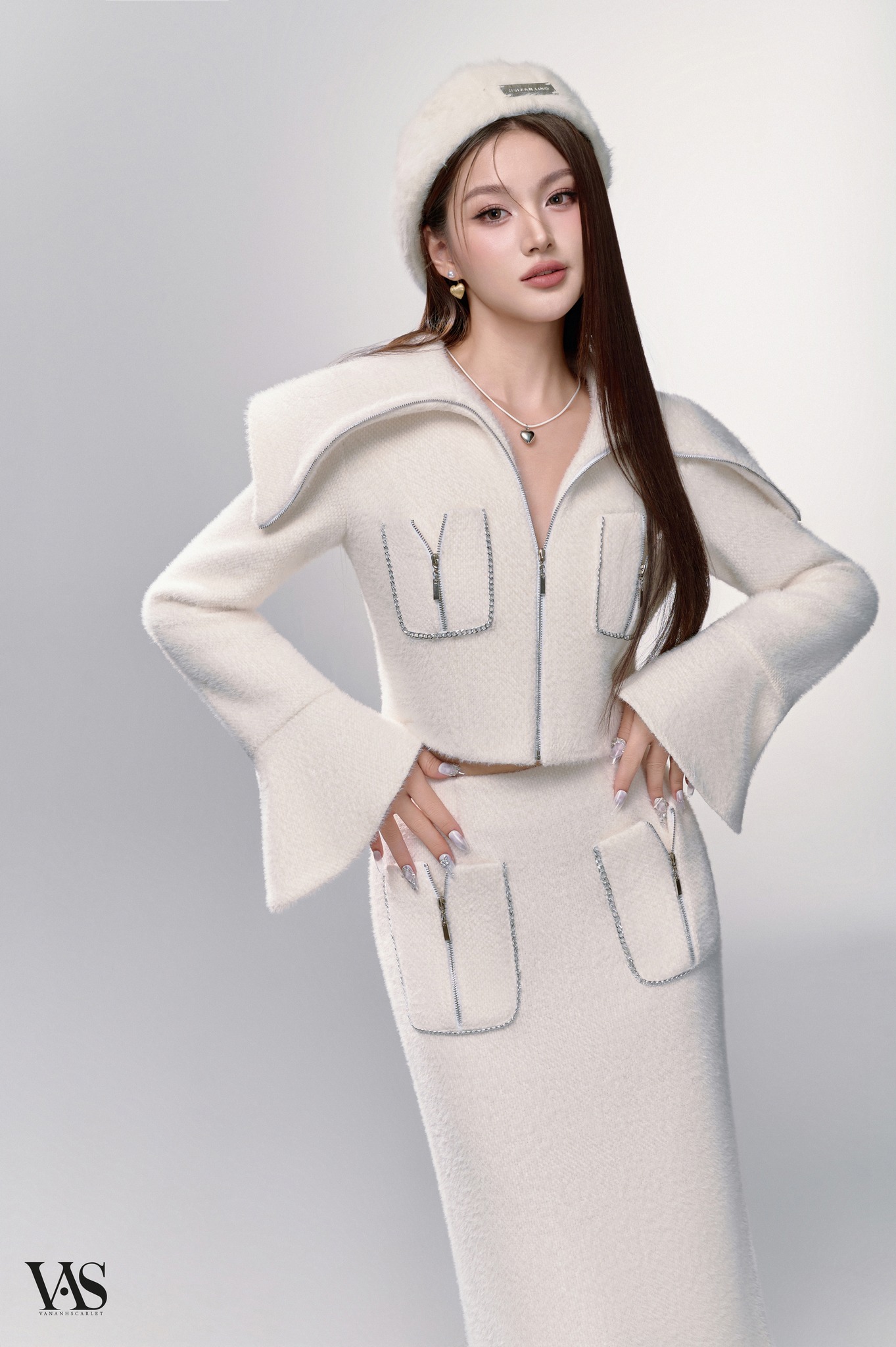 Set chân váy nữ VANANHSCARLET lông thỏ