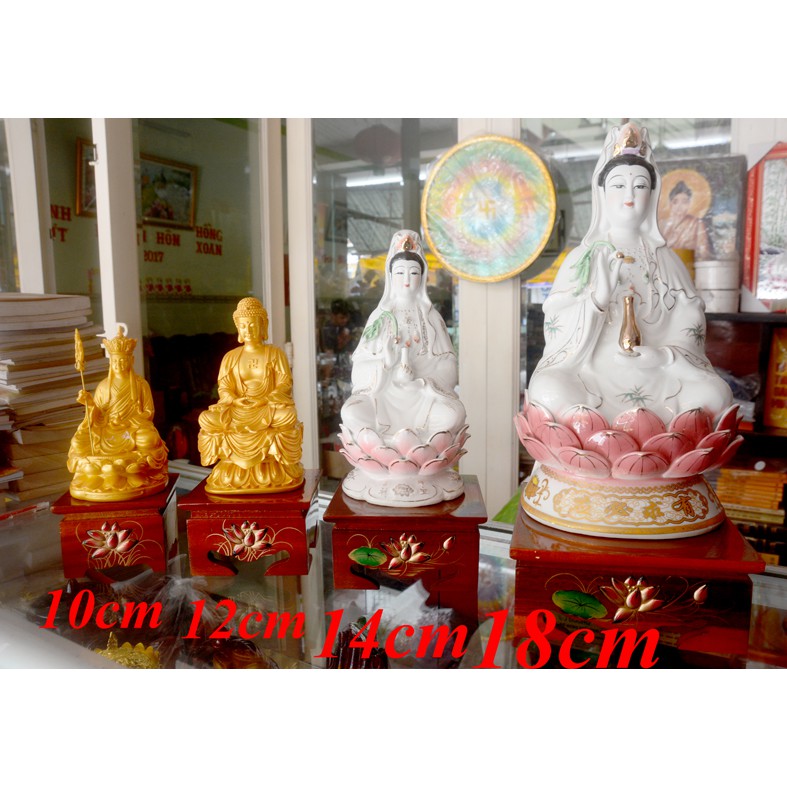 Wooden Pedestal - Square Wooden Lotus Base for Worship Statues