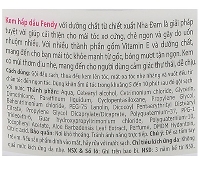 [HCM]Kem hấp dầu Fendy 500 gr Tinh Chất Nha Đam