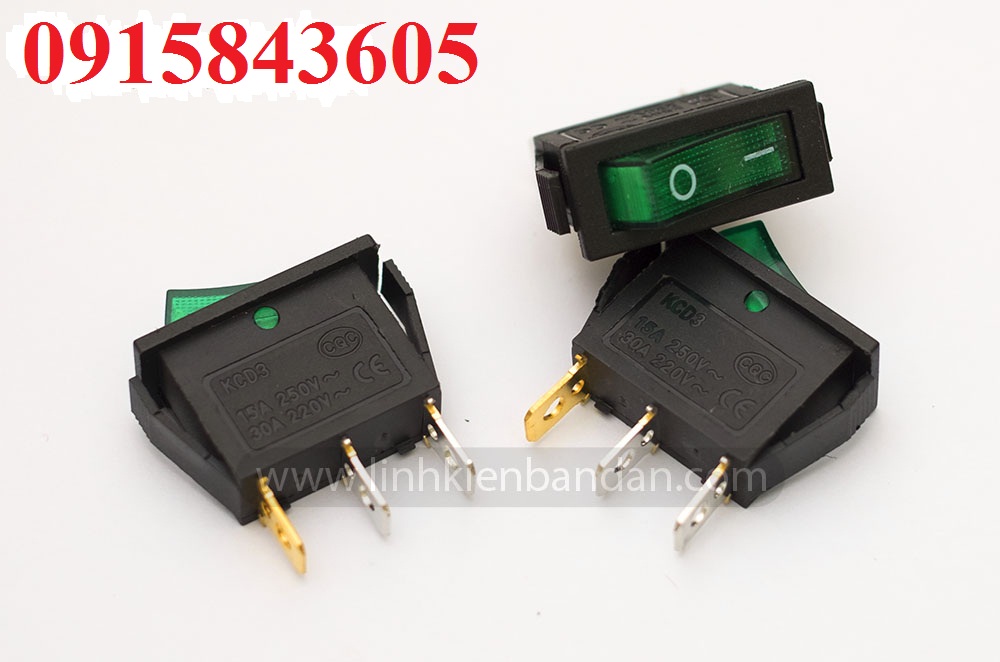Bộ 3 công tắc nguồn 3 chân 15a/220v