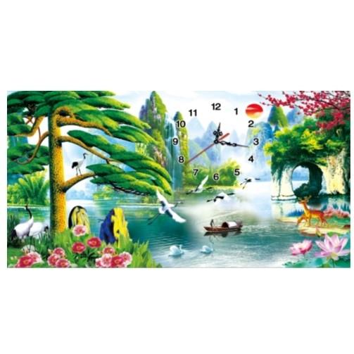 tranh đính đá ĐỒNG HỒ PHONG CẢNH 40x45cm