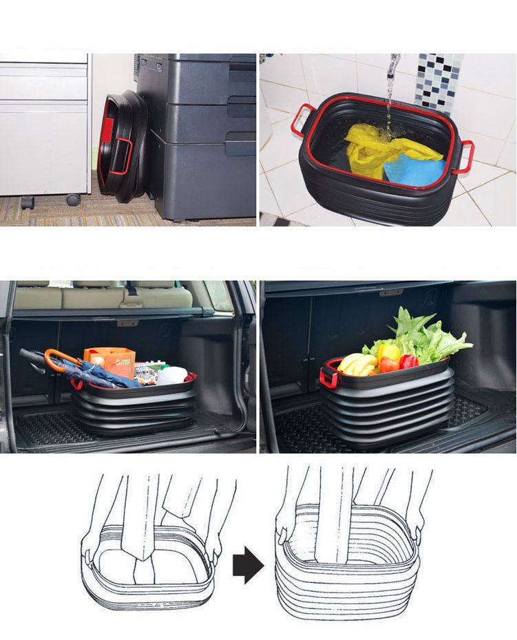 Thùng Đựng Đồ Có Nắp Co Giãn Trên Xe Hơi [ Thể Tích 40L]