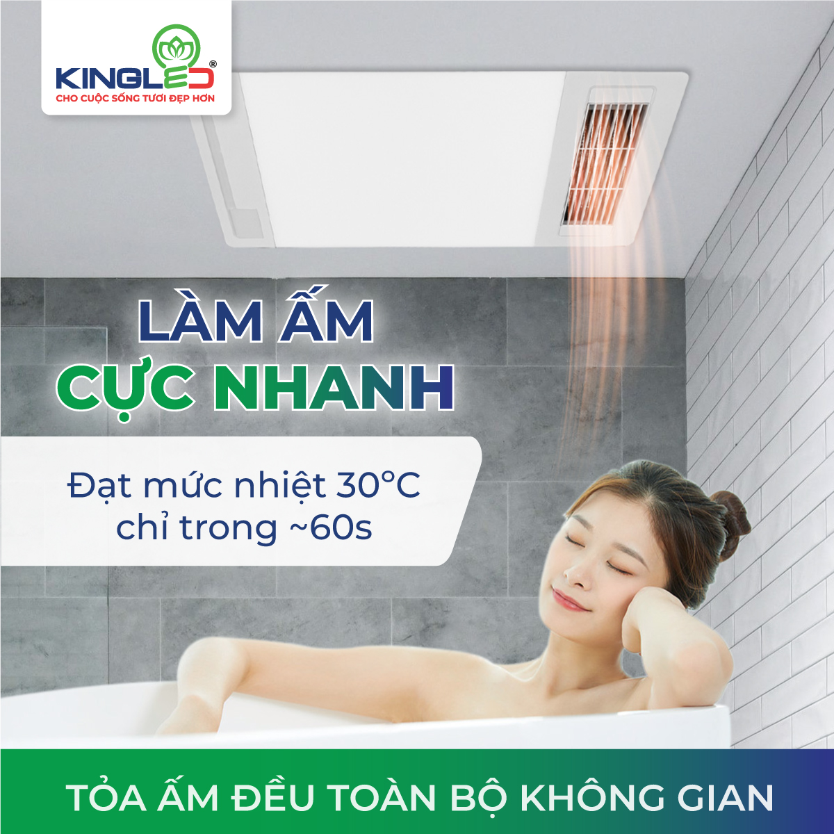 Quạt Sưởi Điều Hòa Âm Trần (Thông Gió, Sưởi Ấm, Làm Mát, Chiếu Sáng) - KINGLED