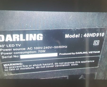 Bo mạch tivi Darling: 40HD910, 40HD910T2