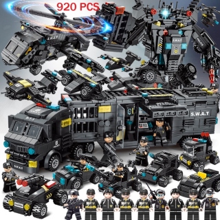 Đồ chơi lắp ráp [920 CHI TIẾT] BỘ ĐỒ CHƠI XẾP HÌNH LEGO CẢNH SÁTLắp Ghép OTO ROBOT Lắp Ráp Lego Xe Swat Trực Thăng Máy Bay thumbnail