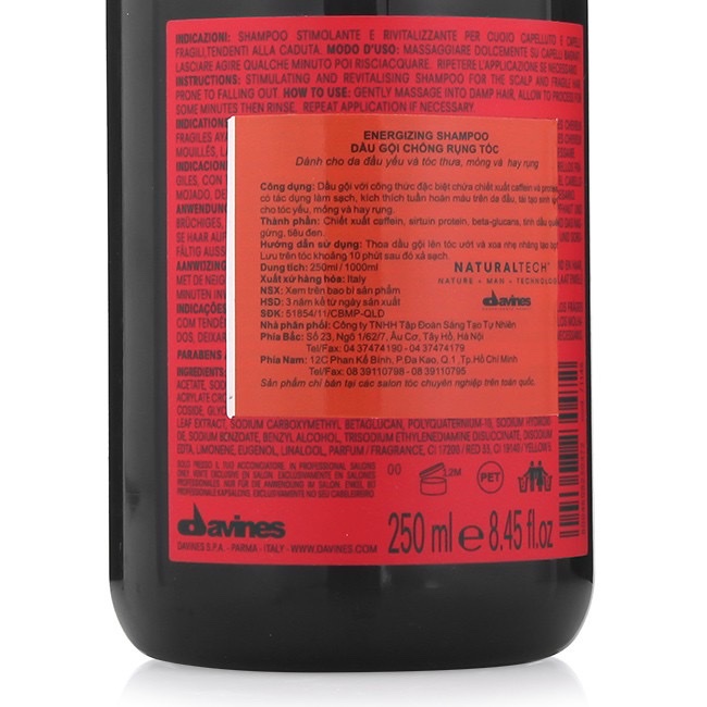 [HCM]????Davines???? Dầu gội chống rụng tóc kích mọc tóc Davines Energizing Shampoo 1000ml