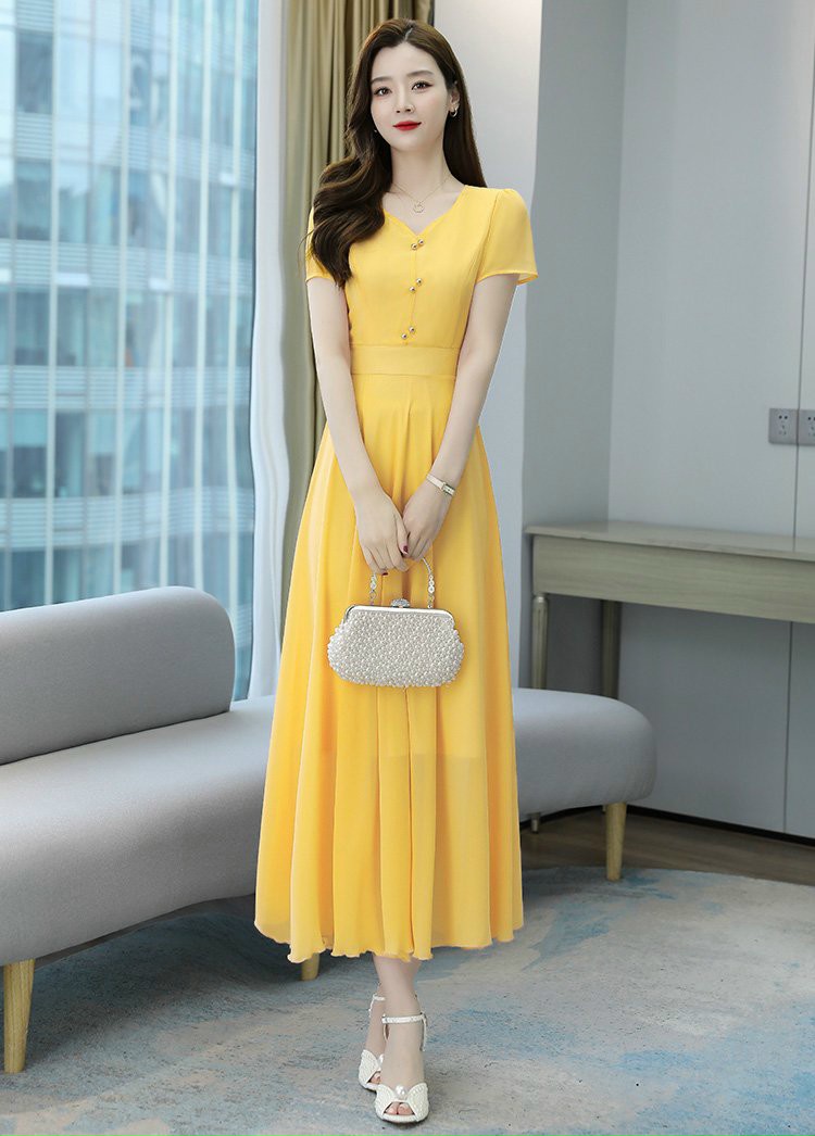 ĐẦM XÒE CỔ TIM ĐÍNH CƯỜM - YB211145