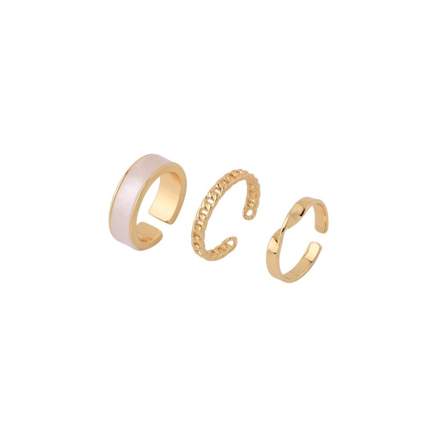 Nhẫn nữ set 3 cái basic màu vàng thiết kế phong cách G9901