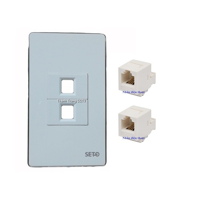 Mặt nạ âm tường 2 cổng điện thoại