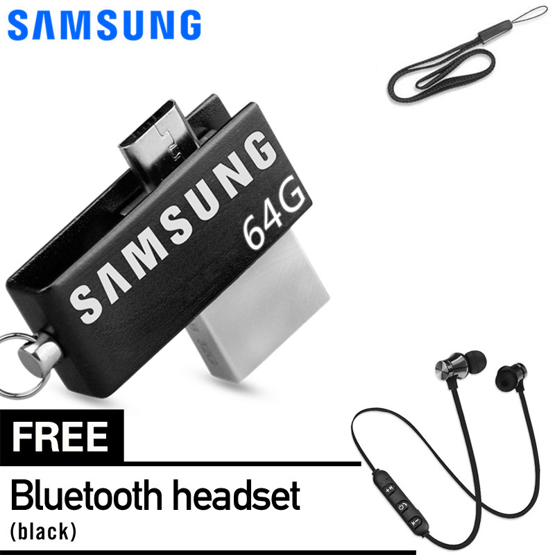 Samsung OTG USB flash 3.0 flashdisk 64GB USB Flash Drive high speed Dual OTG Pen Drive with free Bluetooth earphone
