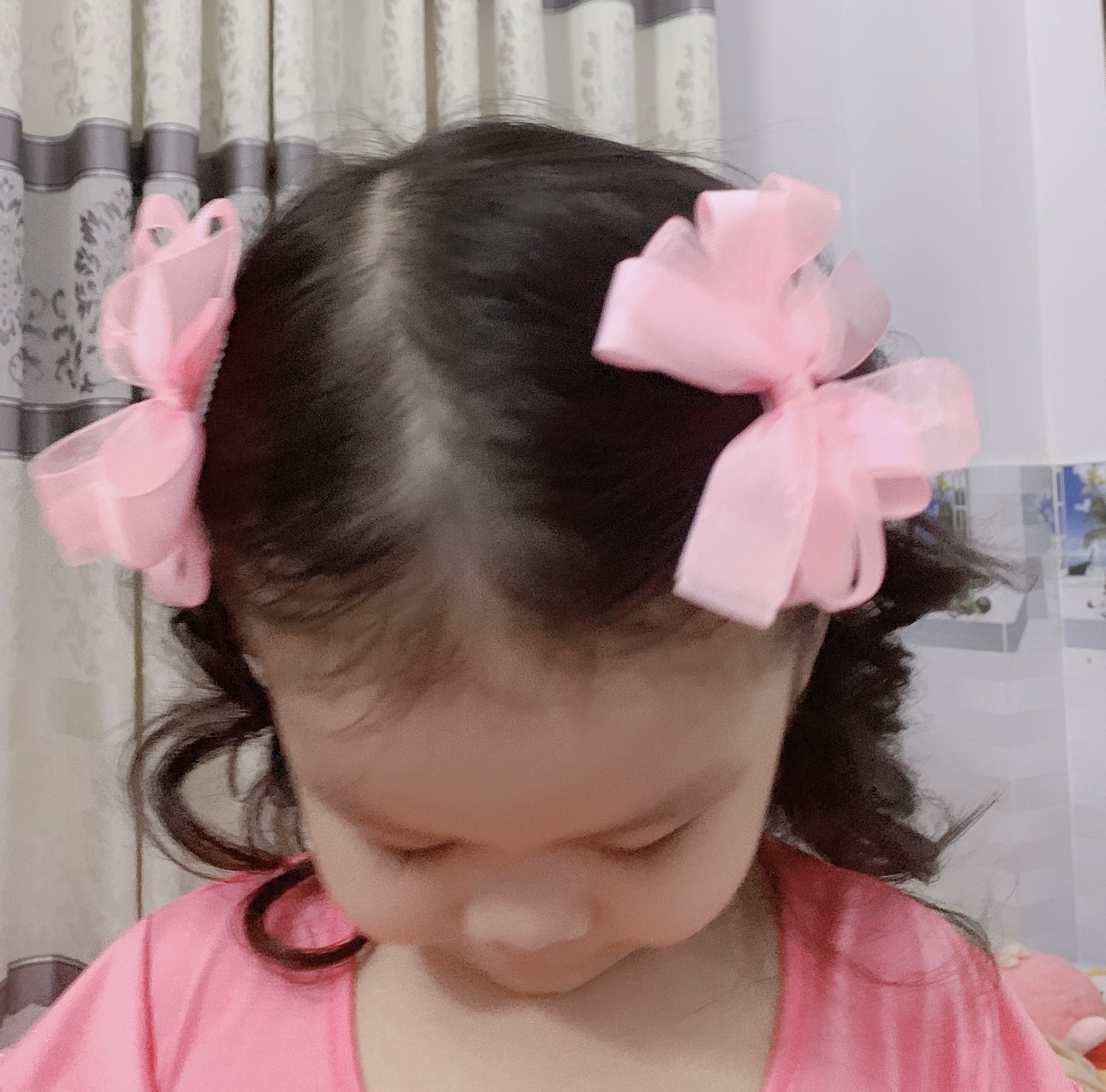 Sét kẹp tóc nơ 2 mái cho bé 8cm