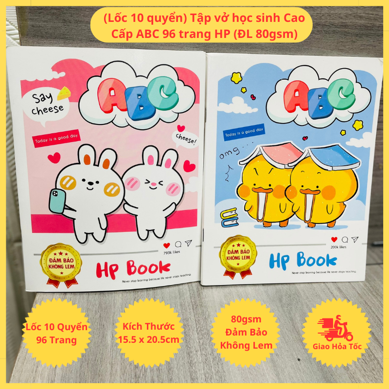 (Lốc 10 quyển) Tập vở học sinh Cao Cấp ABC 96 trang HP (ĐL 80gsm) Vở 4 ôly