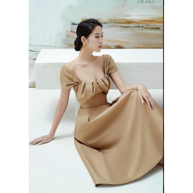 Đầm Dự Tiệc Gấm Tafta Sang Trọng _  Thật( Mẫu Cuối Trong )
