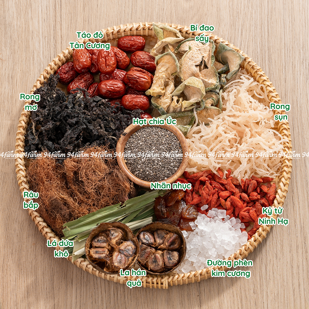 Sâm bí đao Hạt chia Sâm bông cúc Set nấu 4-6 Lít