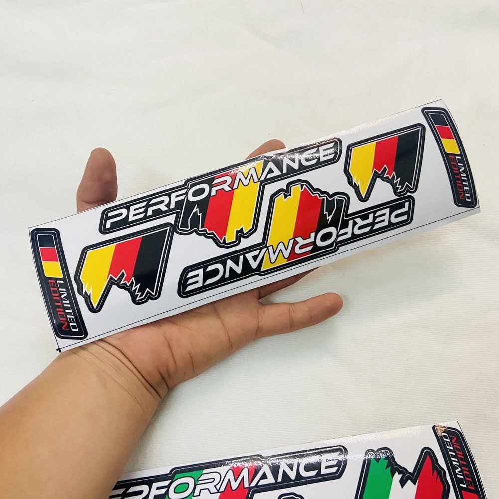 TEM TRANG TRÍ XE CHỮ PERFOMANTE 3 SỌC CHỮ TRẮNG (MÀU VÀNG)