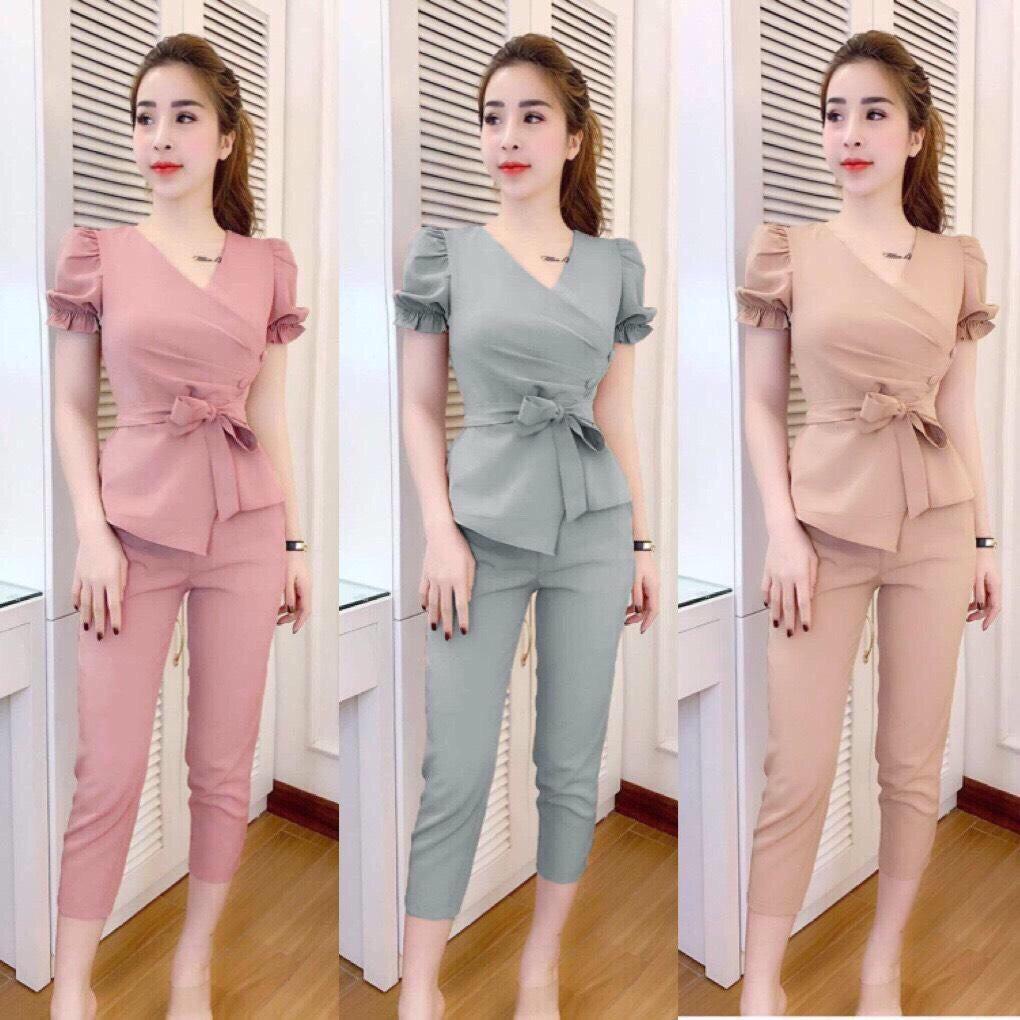 [HCM]Sét bộ cát hàn cột eo siêu sang chảnh 4 màu y hinh tt08193