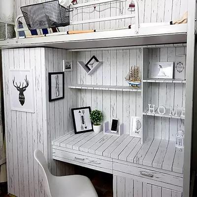 Cuộn 5m giấy dán tường ván sọc trắng khổ 45cm