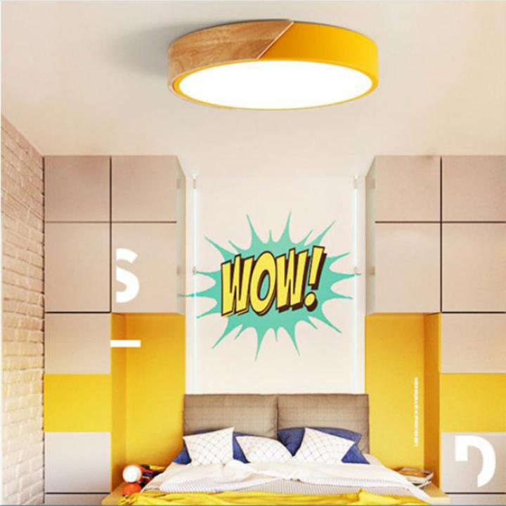 Đèn ốp trần Led gỗ 5 màu hiện đại cao cấp
