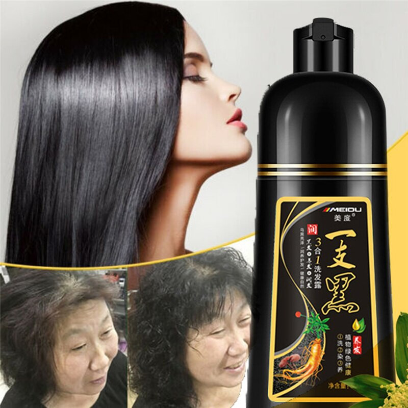 Black Hair Dye for Gray Hair Roulisi 450Mlx2