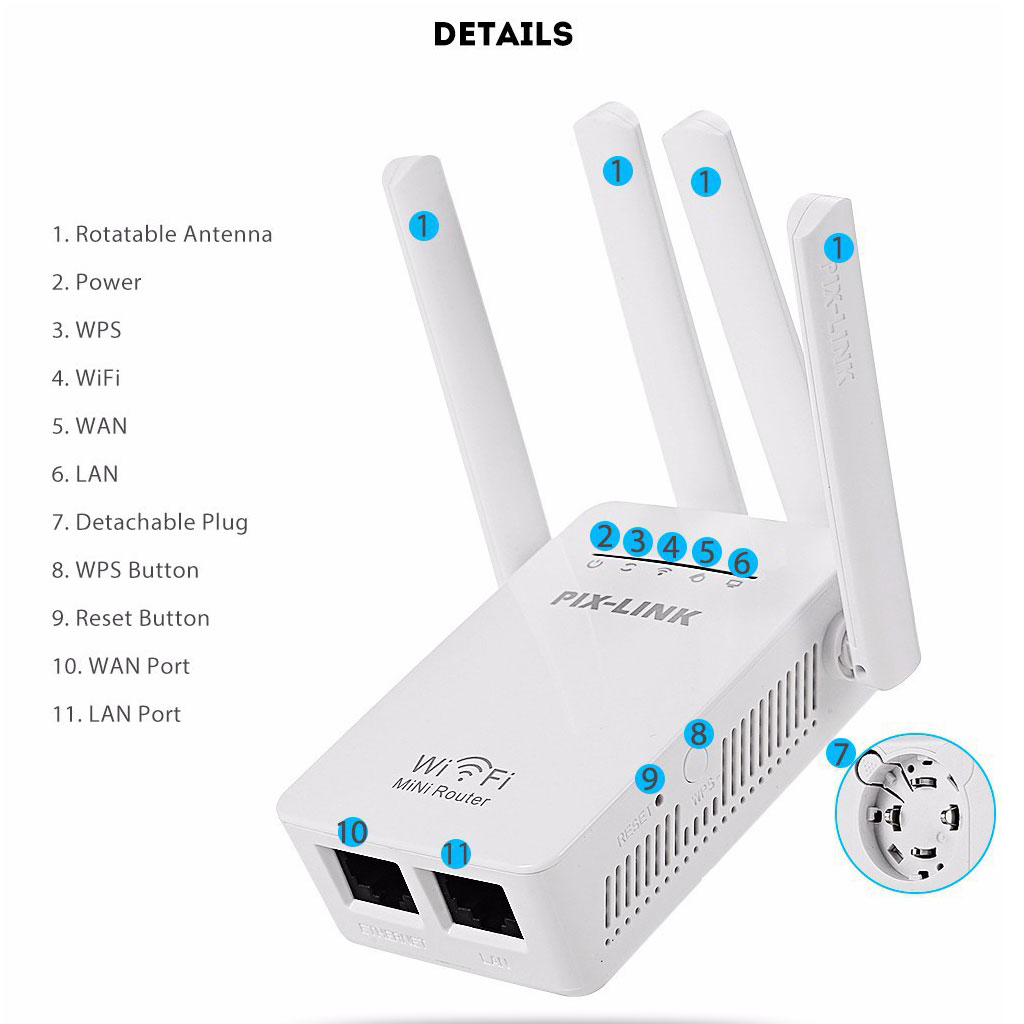 Thiết Bị Mở Rộng Sóng Wifi PIX-LINK WR09- Hãng Phân Phối Chính Thức, Phủ Sóng Đến Mọi Nơi, Thiết Kế Nhỏ Gọn Hiện Đại