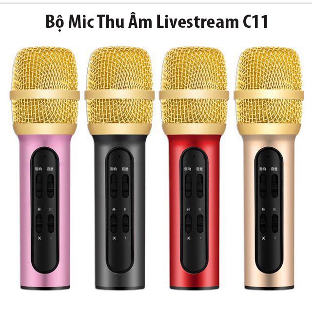 Trọn Bộ Thu Âm LiveTream Trên Điện Thoại Mic C11 Cực Hay Cực Đẹp Phù Hợp Với Mọi Loại Điện Thoại Mic Hat Karaoke Kiem LoaMicro Thu Âm Tại Nhà Micro Karaoke + Livestream Kiêm Sound Card 3 In 1 Cao Cấp