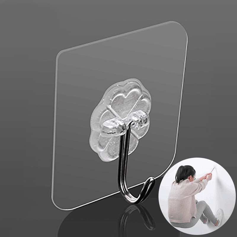 Combo 10 móc dán tường chịu lực siêu chắc chắn. miếng dán dính tường móc treo đồ siêu dính siêu bền siêu rẻ KT 6x6cm