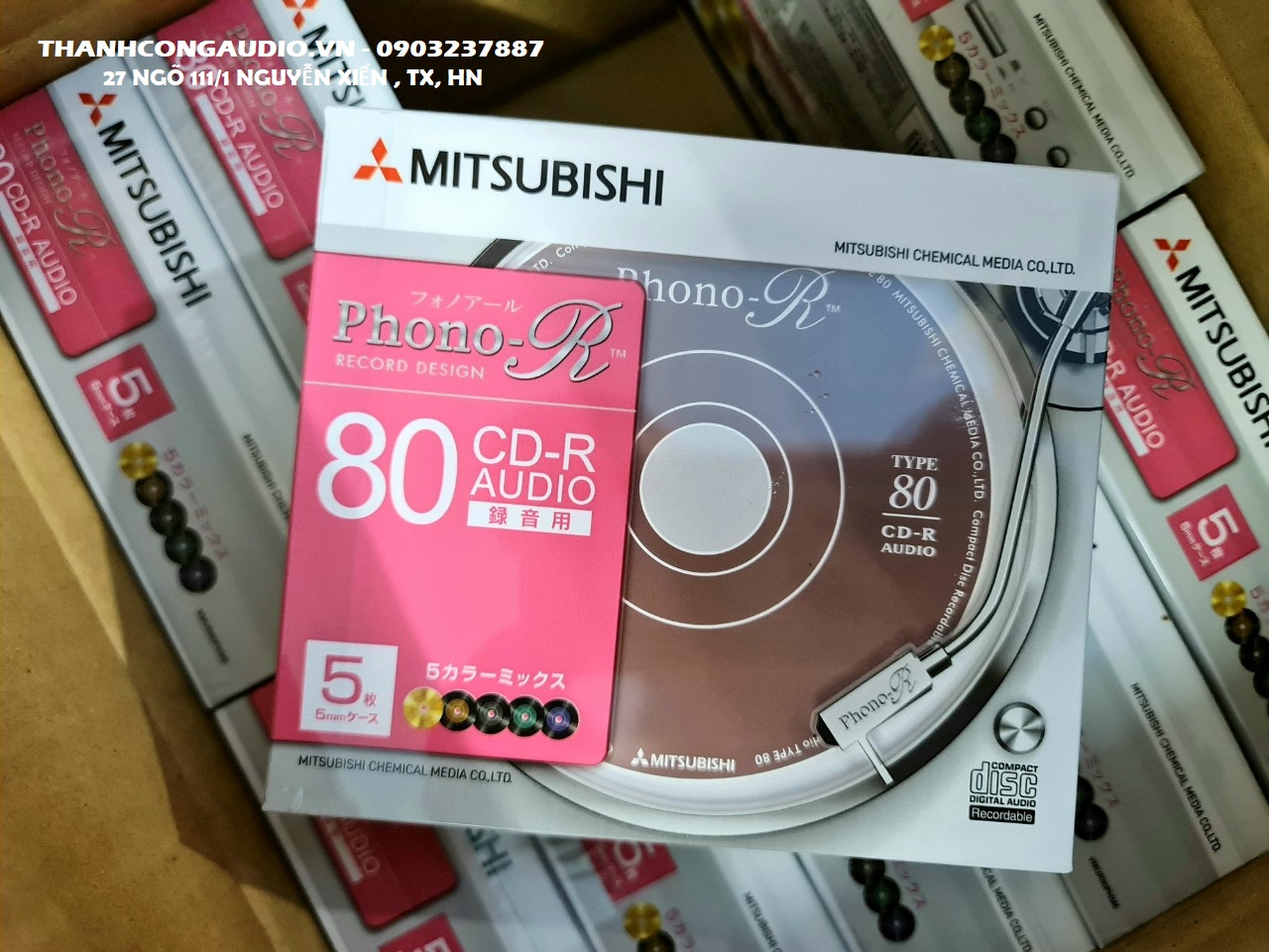 Bộ 05 phôi đĩa cd trắng mitsubishi phono audio 2x - 48x - chuyên ghi nhạc - nguyên seal -chính hãng