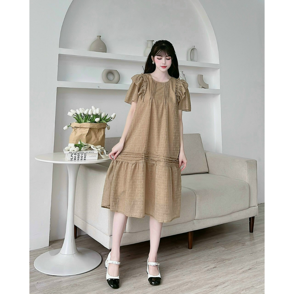 váy bầu, đầm bầu dáng suông tay bèo