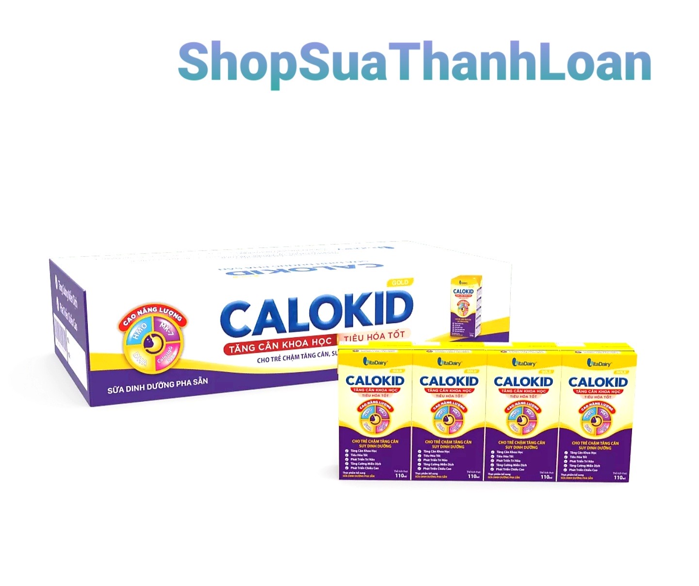 COMBO 2 Thùng 96 Hộp Sữa Bột Pha Sẵn Vitadairy CALOKID GOLD 110ml.