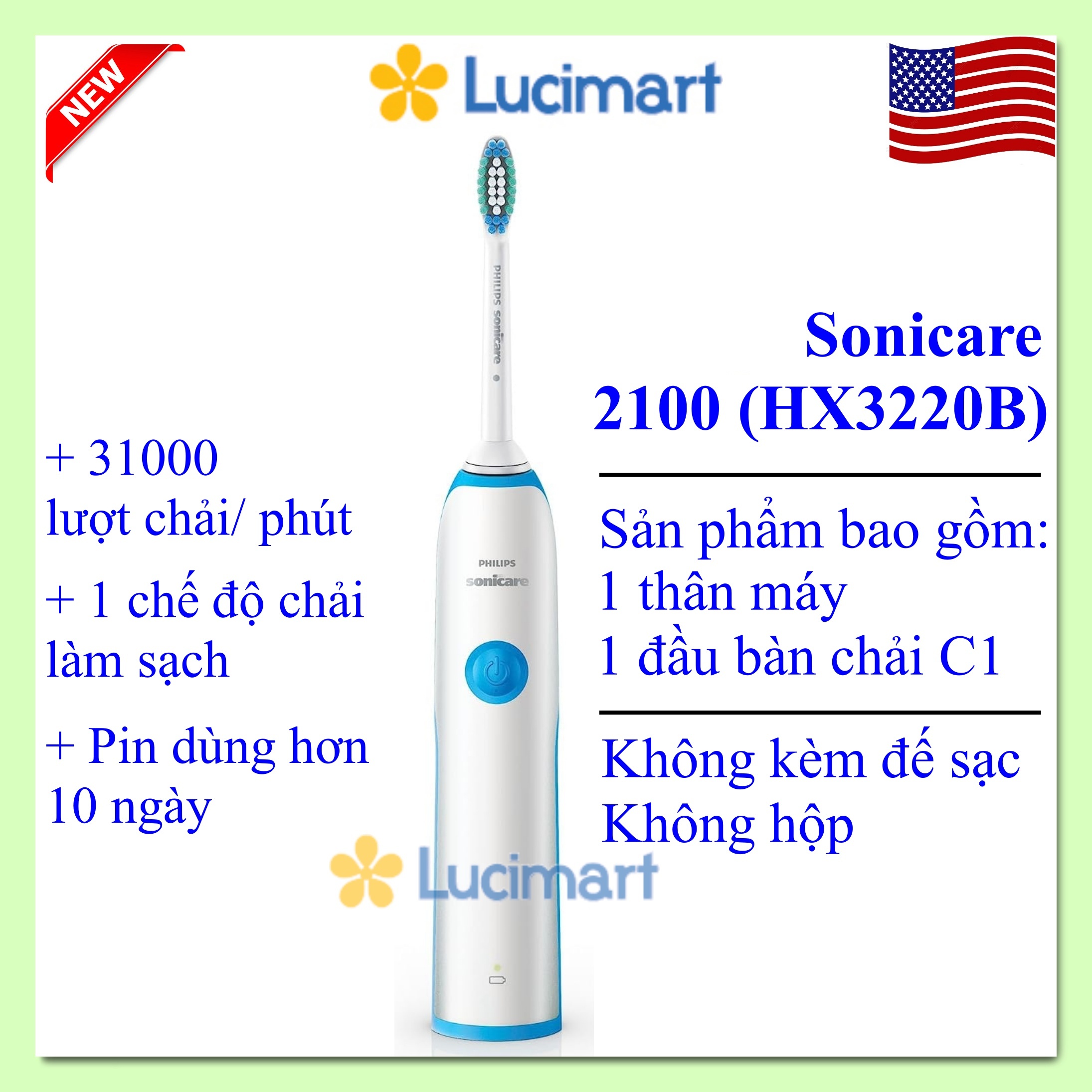 HCMBàn chải điện Philips Sonicare 2100 Daily Clean Essence+ Hàng Mỹ