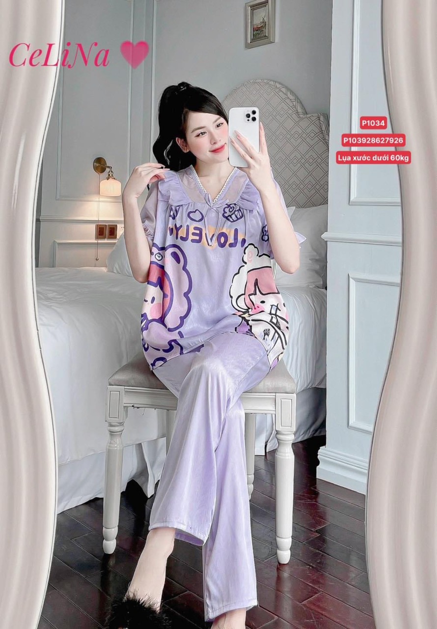 Set Lụa Xước phối Voan Tơ Tay Cộc