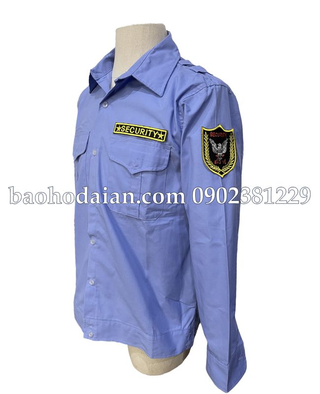 Áo bảo vệ nẹp bo tay dài màu xanh dương kèm 2 logo