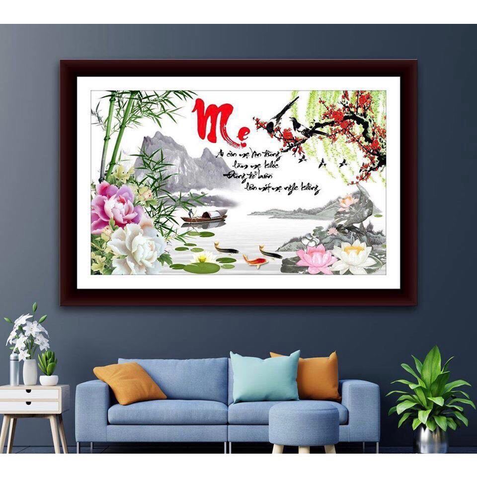 Tranh đính đá 5d chữ mẹ - kích thước: 80x52cm