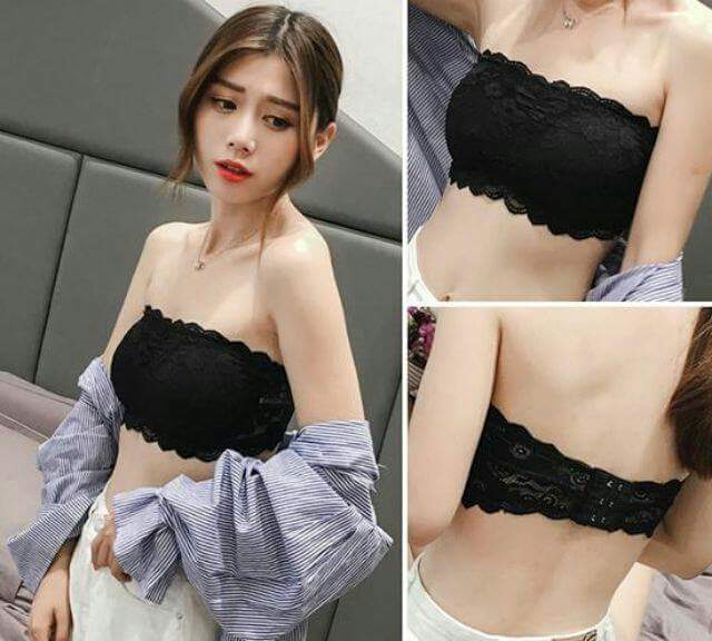 Áo ống ren cài có mút lót sẵn