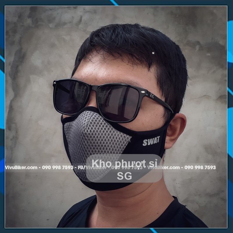 Khẩu trang vải 3 lớp lọc bụi SWAT X1 chính hãng logo phản quang đêm nhiều màu chọn lựa