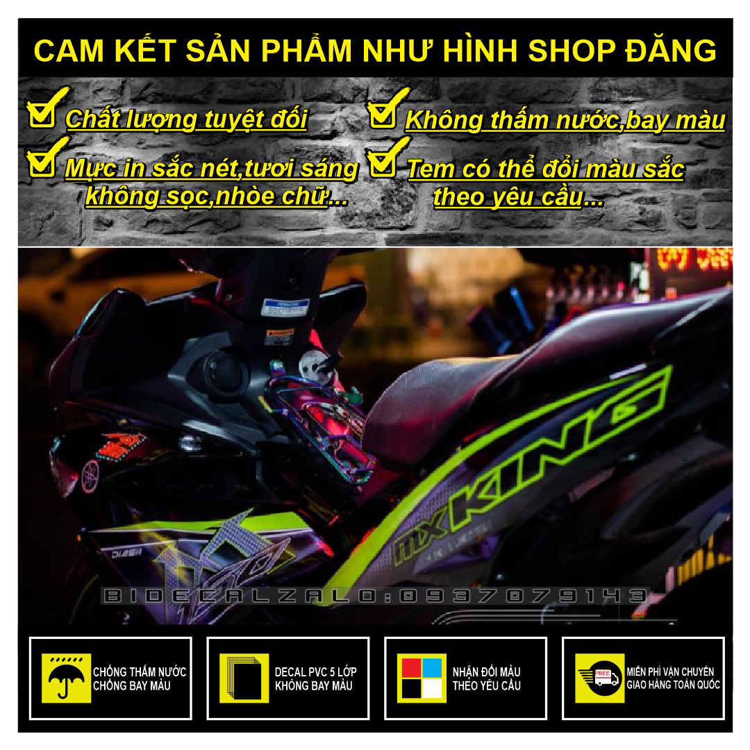 Tem rời exciter 150 mx king tổ ong chế dán xe đen