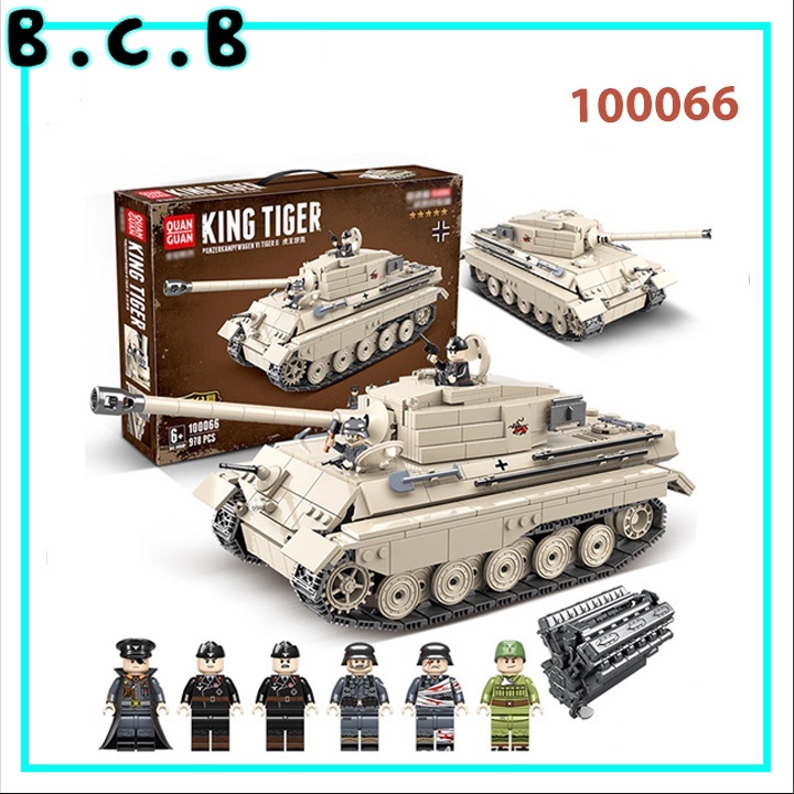 Lắp ráp xe tank king tiger phát xít đức đồ chơi xếp hình mô hình ww2 quanguan 100066