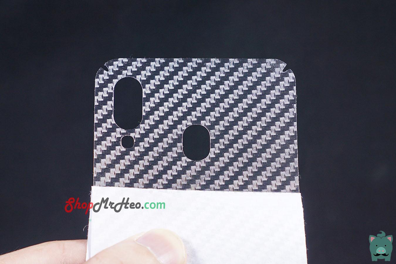 Skin Dán Mặt Sau Lưng Vân 3D Carbon Samsung Galaxy A20 - A30 (Carbon, nhám, Hộp)