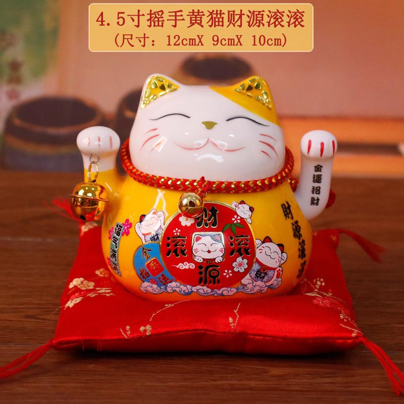 Mèo thần tài may mắn chiêu tài, chiêu lộc vẫy tay 6inches kèm đệm và hộp đẹp