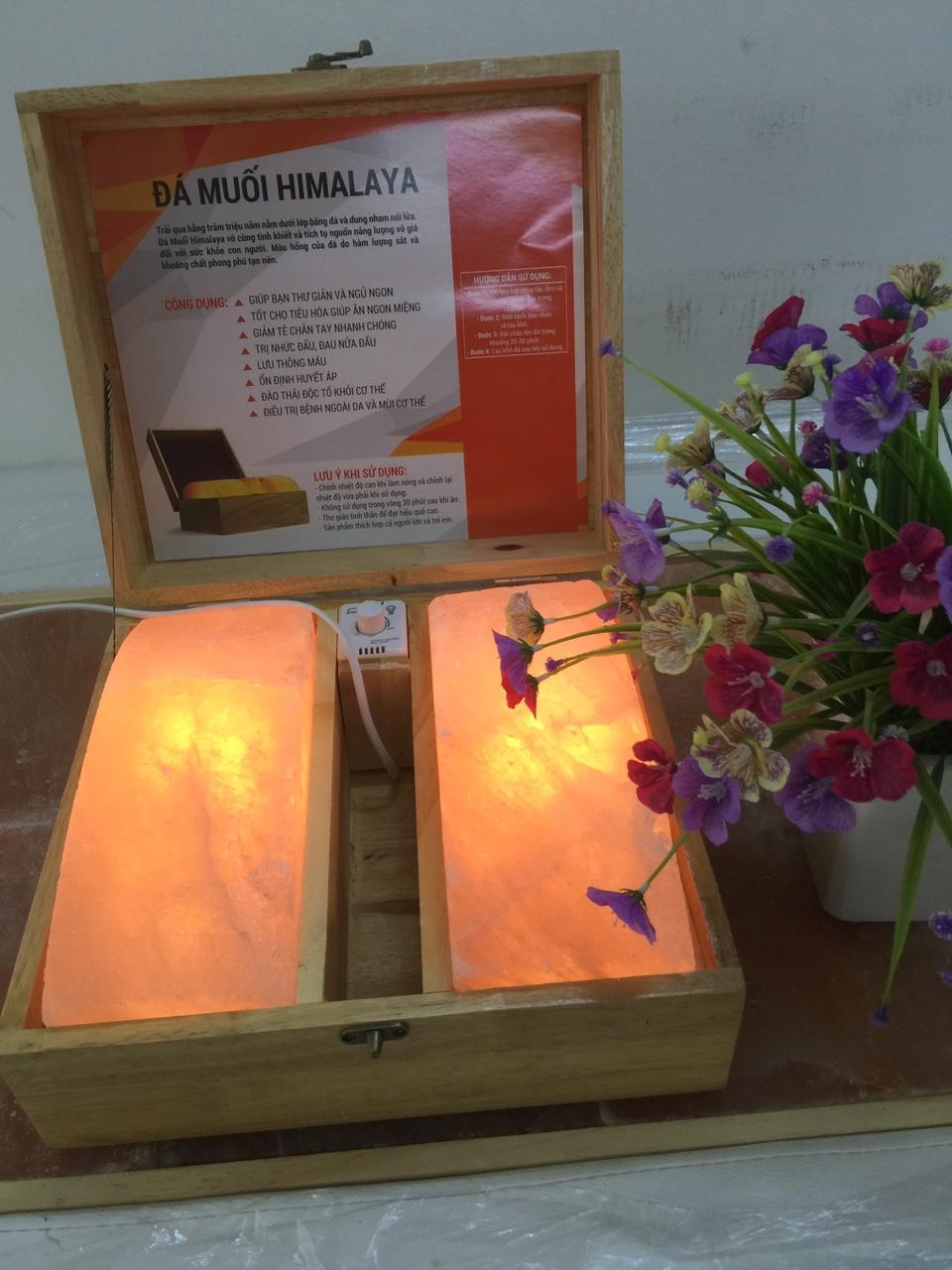 Hộp đá muối massage chân Himalaya đá đôi (loại 2 viên cong cao cấp)