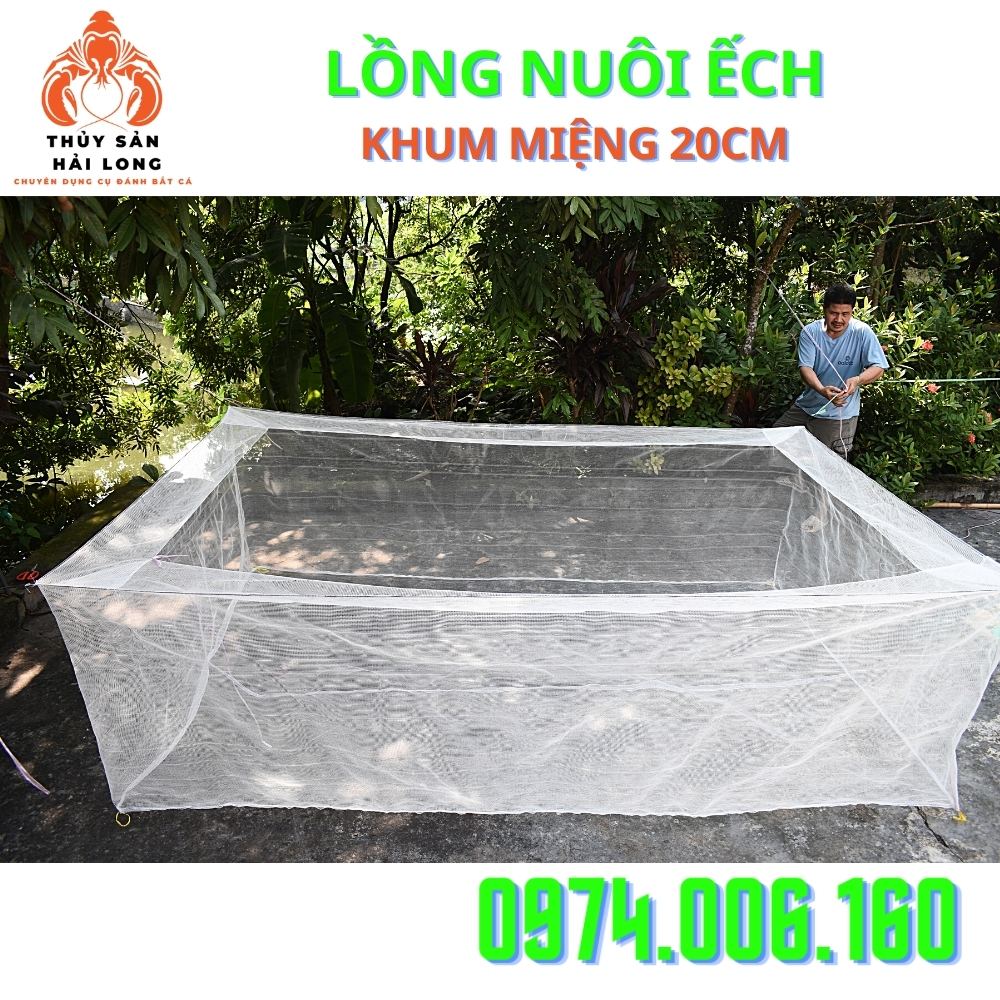 Tráng nuôi ếch lưới cước khum miệng 20cm - mắt lưới 2.5mm