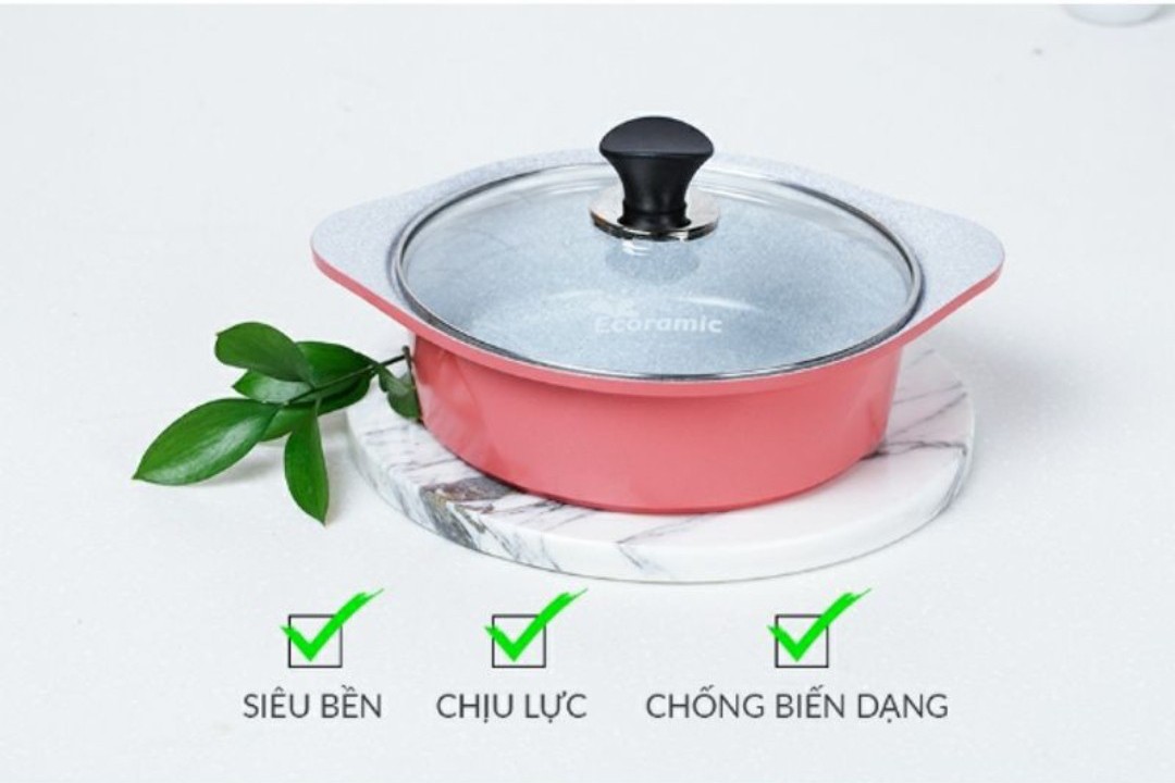 [Chính Hãng] - Nồi đúc ceramic cao cấp 2 tay cầm 22 cm,dùng được bếp từ