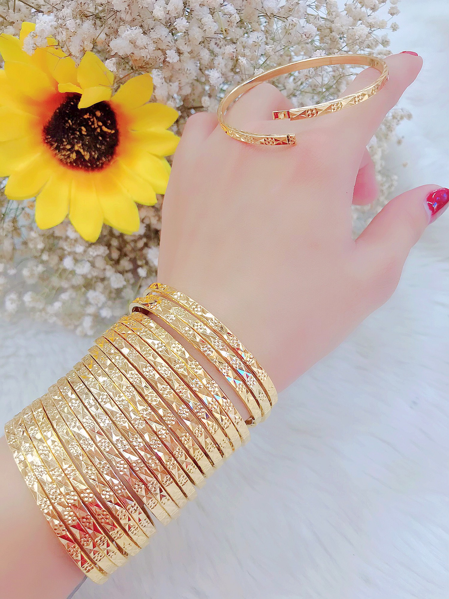 Vòng ximen bộ 7 chiếc khoá vàng thật, rất nhẹ - givi shop - xm170613 - thiết kế phù hợp với mọi lứa tuổi,