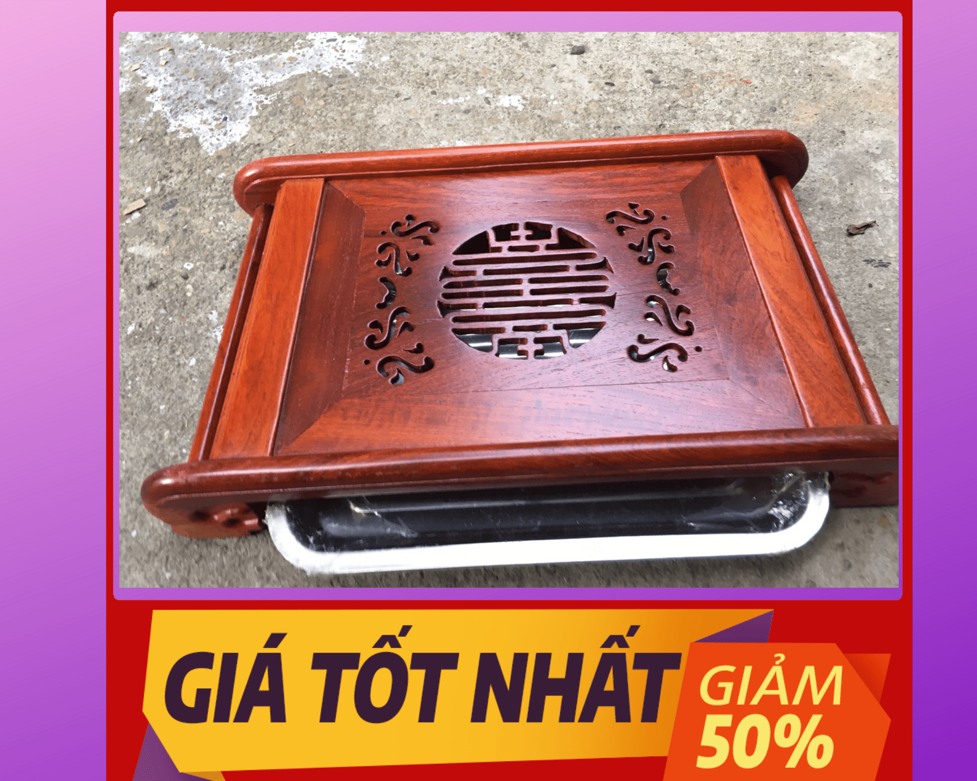 Khay trà gỗ hương chân vòm cao cấp