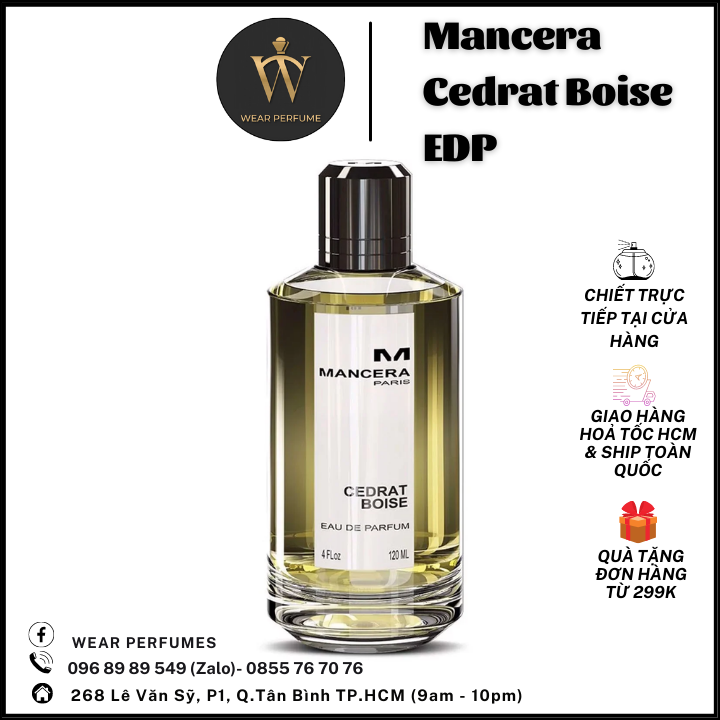 Nước hoa nam Mancera Cedrat Boise EDP - Sành điệu, Trẻ trung, Tươi mới - Fullsize và Chiết
