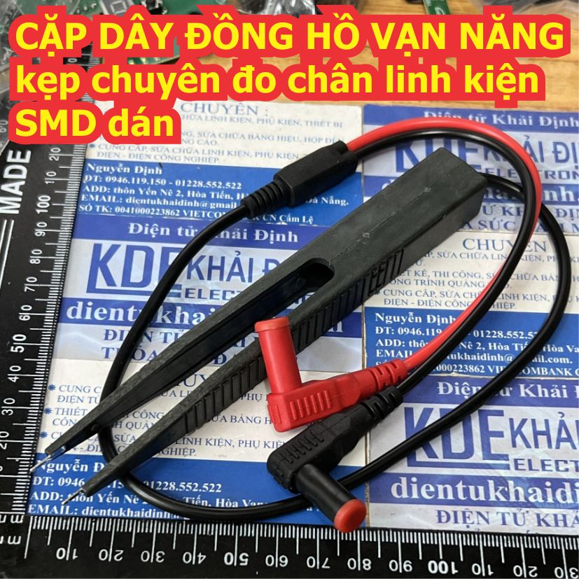 Cặp dây đo tín hiệu đồng hồ vạn năng 1 đen 1 đỏ dòng 10a / 20a 1000v, dạng kẹp đo chân linh kiện smd dán kde3591