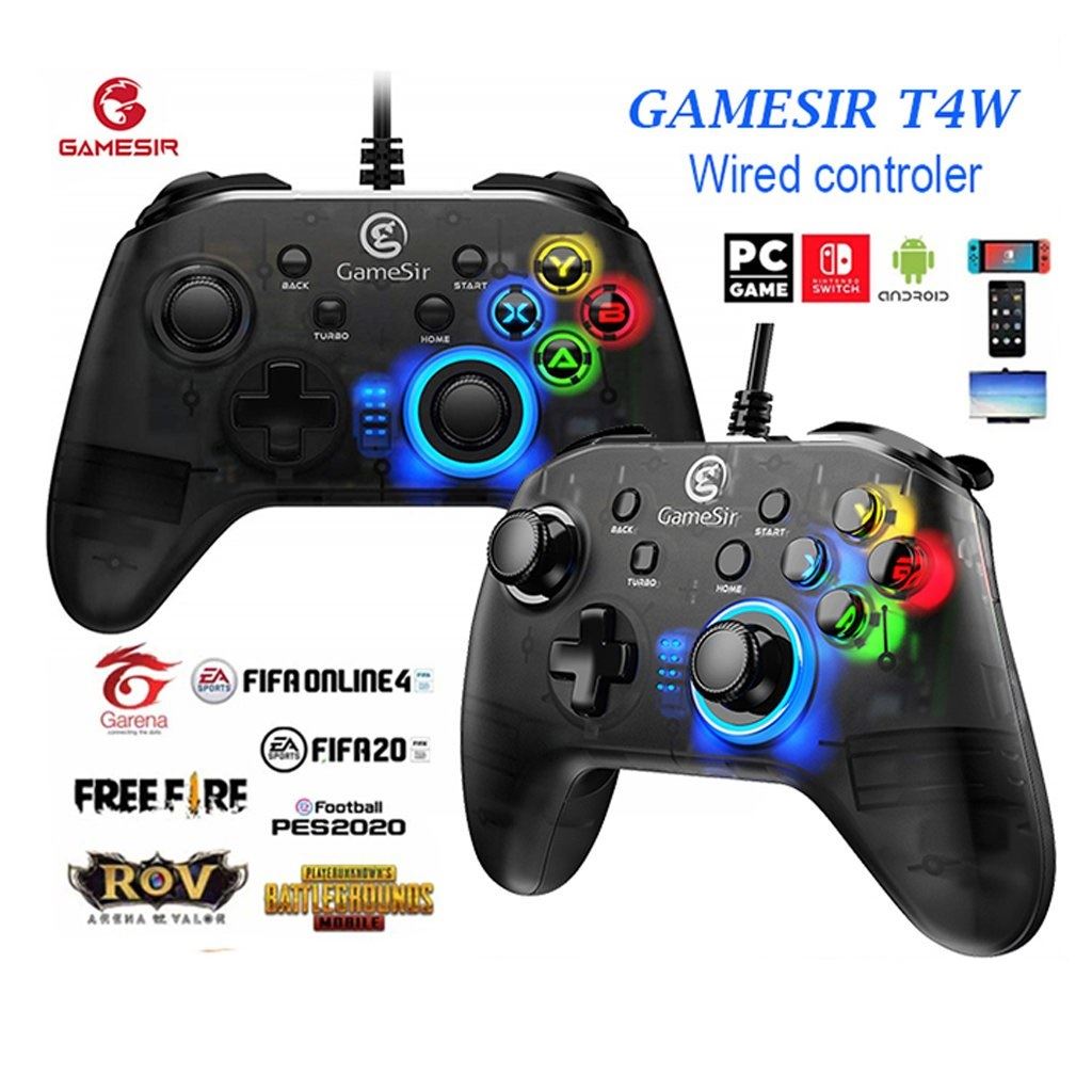 Tay cầm chơi game Gamesir T4w/T4 Pro/T4 mini - Rung mạnh - Có đèn LED-HỖ TRỢ ANDROID / Cho Máy Tính Windows 7/8/10 / PC / Laptop / Hỗ trợ Fifa / Fo4