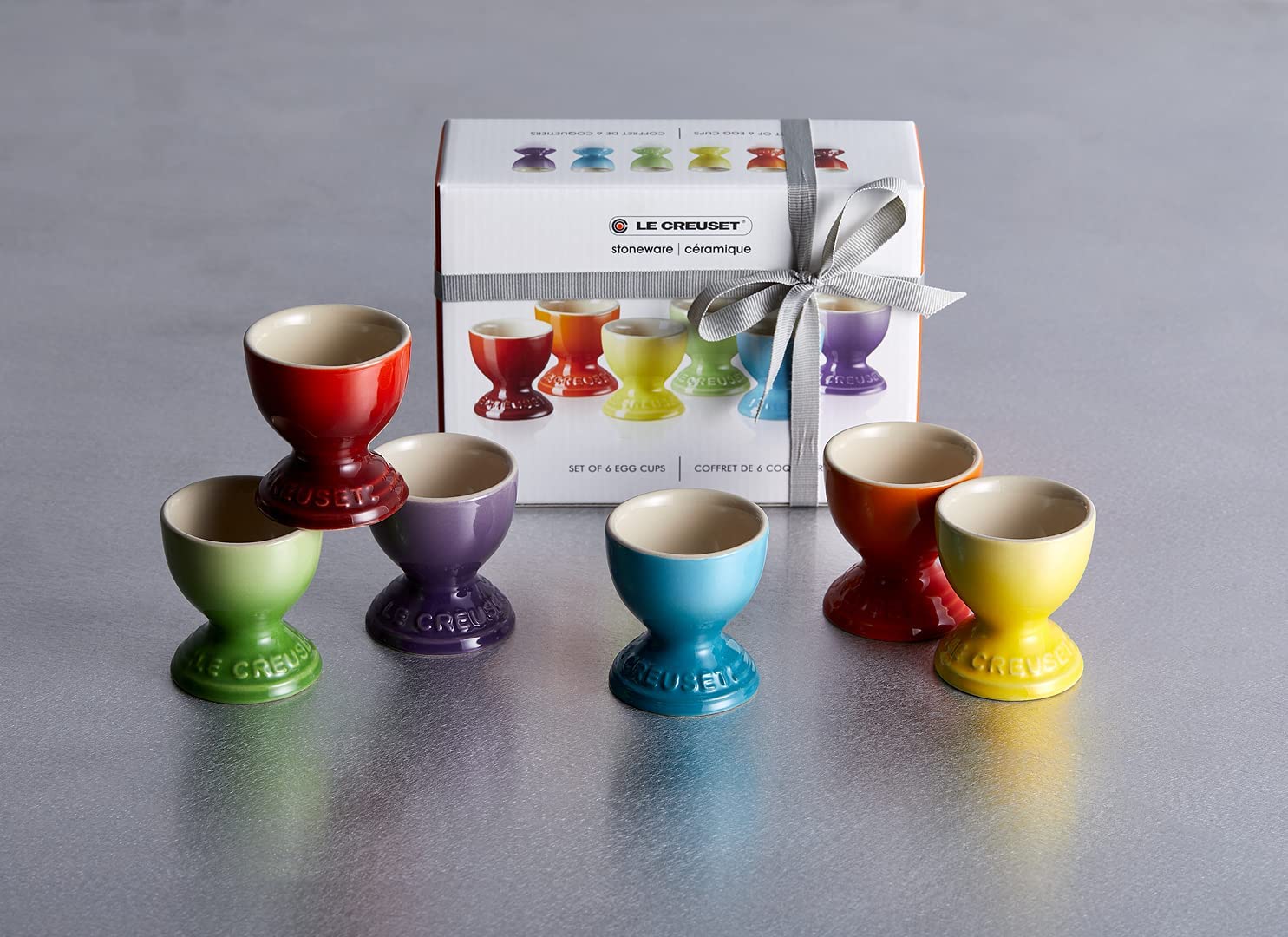 BỘ CỐC SỨ ĐỂ TRỨNG LE CREUSET RAINBOW, 6 CHIẾC
