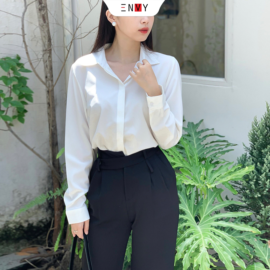Sơ mi nữ truyền thống ENVY - S0095 Áo Sơ Mi Chất Lụa Mềm Mịn